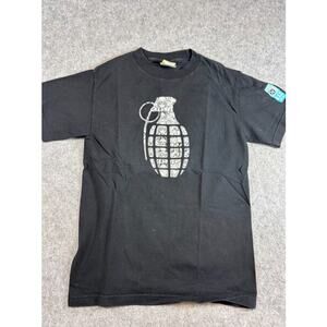VTG Y2K Grenade Gloves Shirt Mens S Black Skater Snowboard GAS Artist Streetwear